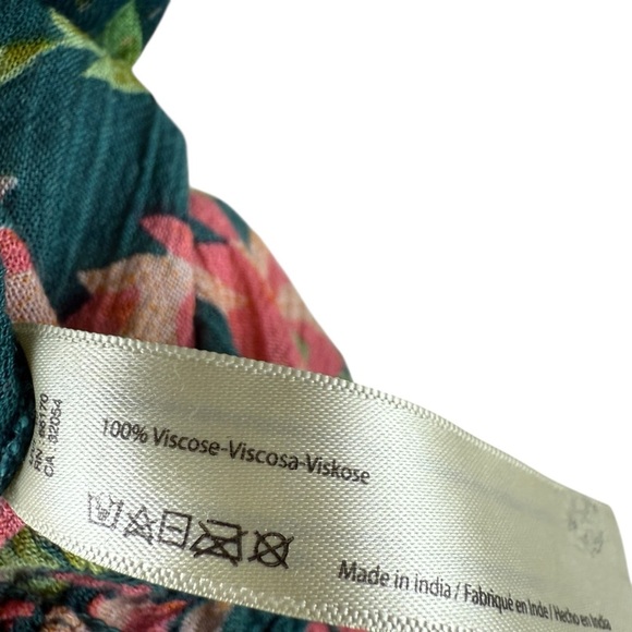 Free People Suki Top Women's Small Green Floral Smocked Off the Shoulder - Picture 7 of 8